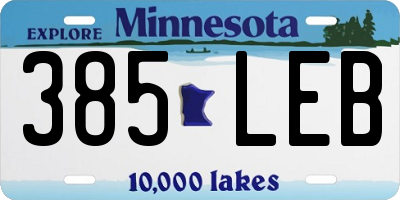 MN license plate 385LEB