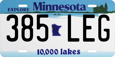 MN license plate 385LEG