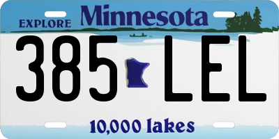MN license plate 385LEL