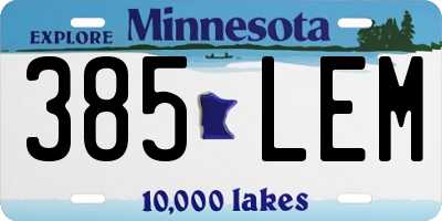 MN license plate 385LEM