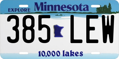 MN license plate 385LEW