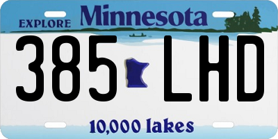 MN license plate 385LHD