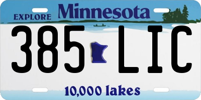 MN license plate 385LIC