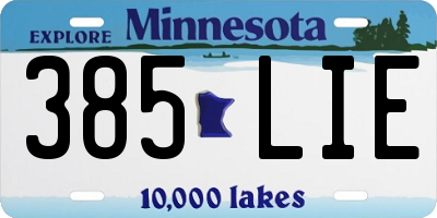 MN license plate 385LIE