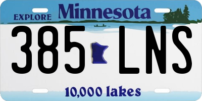 MN license plate 385LNS