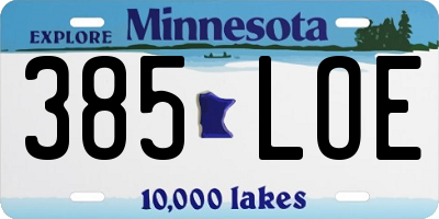 MN license plate 385LOE
