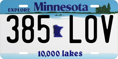 MN license plate 385LOV