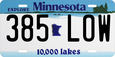 MN license plate 385LOW