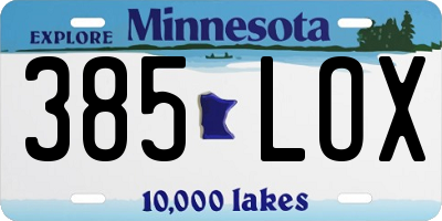 MN license plate 385LOX