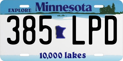 MN license plate 385LPD