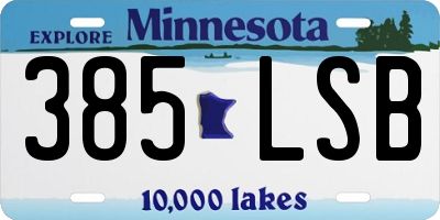 MN license plate 385LSB