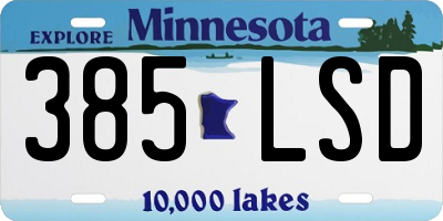 MN license plate 385LSD