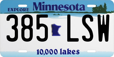 MN license plate 385LSW