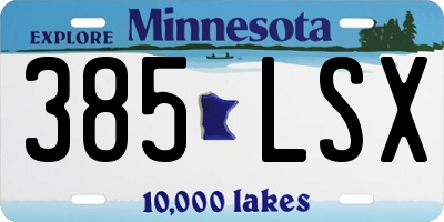 MN license plate 385LSX