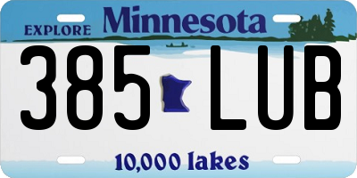 MN license plate 385LUB