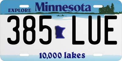 MN license plate 385LUE