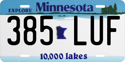MN license plate 385LUF