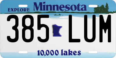 MN license plate 385LUM
