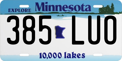 MN license plate 385LUO