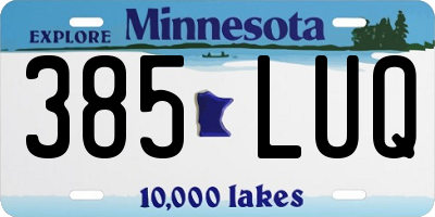 MN license plate 385LUQ