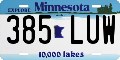 MN license plate 385LUW