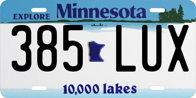 MN license plate 385LUX
