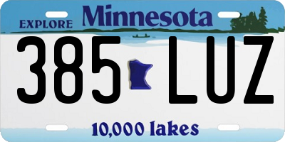 MN license plate 385LUZ
