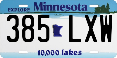 MN license plate 385LXW