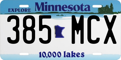 MN license plate 385MCX