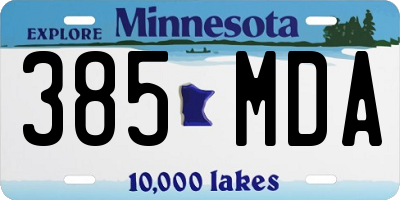 MN license plate 385MDA