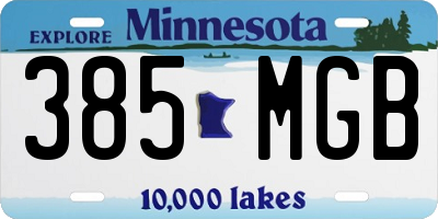 MN license plate 385MGB