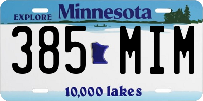MN license plate 385MIM