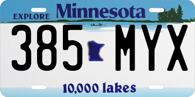 MN license plate 385MYX