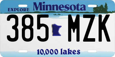 MN license plate 385MZK