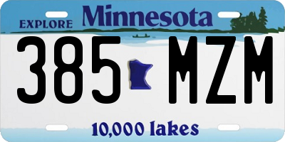 MN license plate 385MZM