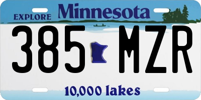 MN license plate 385MZR