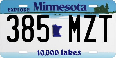 MN license plate 385MZT