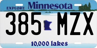 MN license plate 385MZX