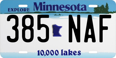 MN license plate 385NAF