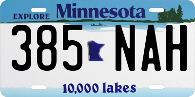 MN license plate 385NAH