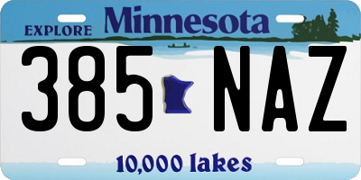 MN license plate 385NAZ