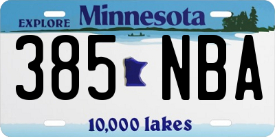 MN license plate 385NBA