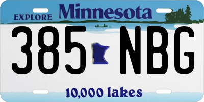MN license plate 385NBG