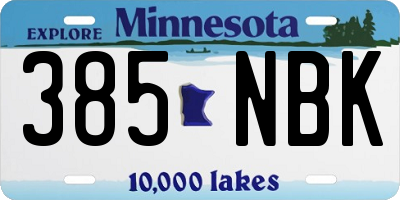 MN license plate 385NBK