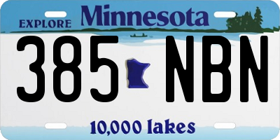 MN license plate 385NBN