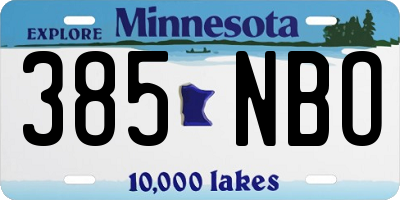 MN license plate 385NBO