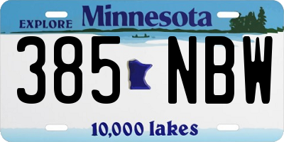 MN license plate 385NBW