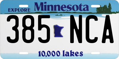 MN license plate 385NCA