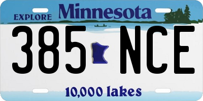 MN license plate 385NCE