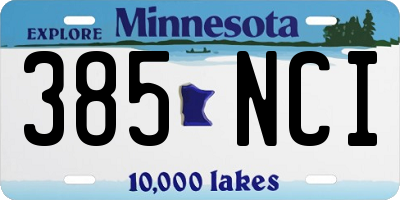 MN license plate 385NCI